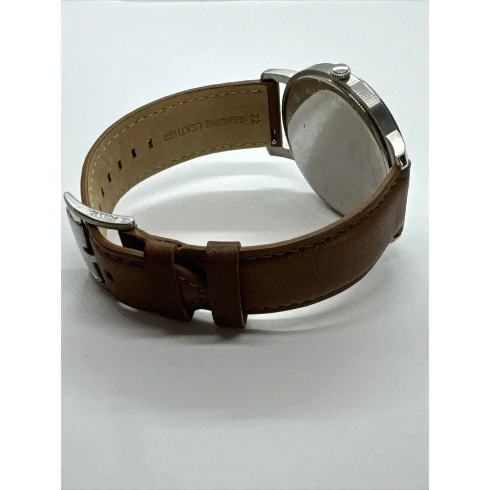 Fossil BQ2397 Men's Brown Leather Analog Silver Dial Quartz Wrist Watch AEA049